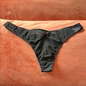 Black Satin Thong
